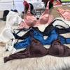 Conjunto de ropa interior de seda de hielo francesa para mujer, conjunto de sujetador push up de encaje sexy con relleno desmontable, sujetador de copa fina, conjuntos de lencería sin costuras