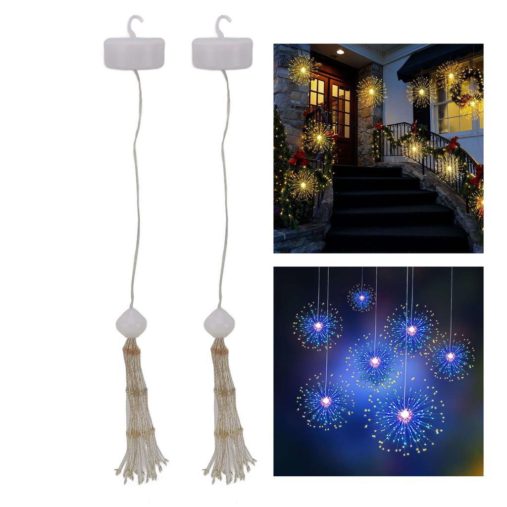 2PCS Firework Fairy Lights LED Copper Wire Starburst String Lights Remote Control Star Sphere Lights for Party Patio Garden Decoration