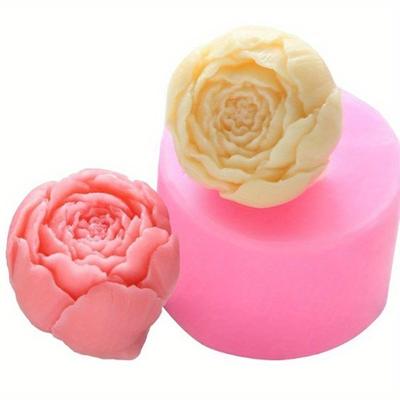 1pc Round Shape 3D Flower Peony Flower Silicone Mould Gypsum Diy Soap Mold Candle Moulds Wrapped Heart Flower Rose Pistil Bud Shape