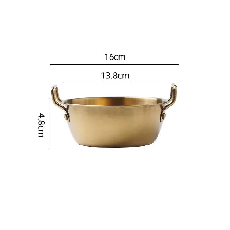 Korean Cuisine Bowl Stainless Steel Mixing Bowl with Double Handles Serving Bowl Appetizer Tray Sauce Dishes for Home Restaurant