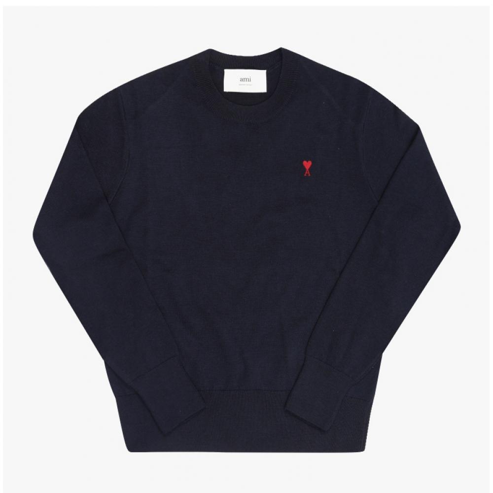 Ami Men S Knit Small Heart Logo   hkS826 001 414