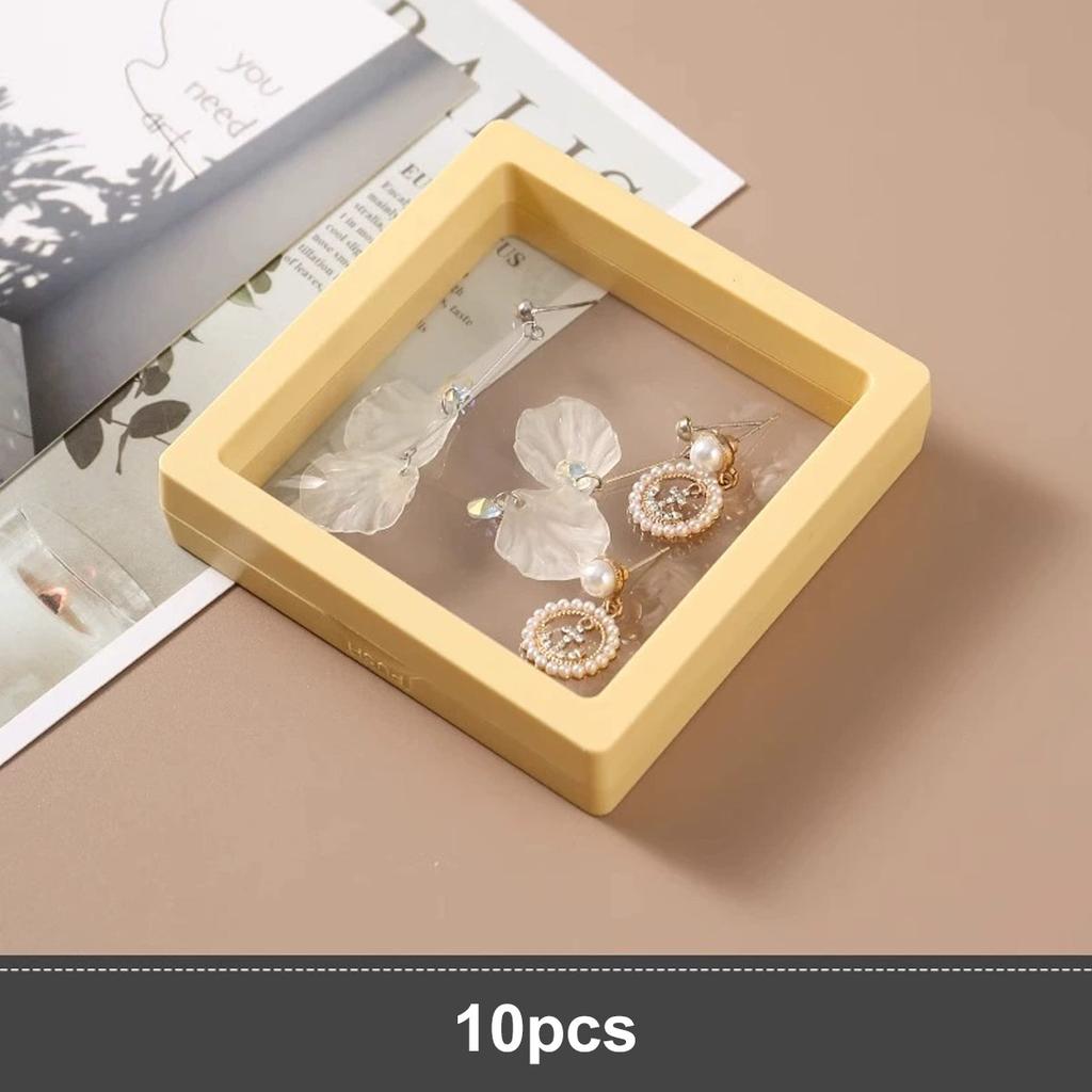 10 stk, Gjennomsiktig flytende displayboks, plastfilm smykkeemballasjeboks, smykker, halskjede, ring, og samleobjekt oppbevaringsboks