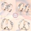 2Pcs 925 Silver Couples Ring Sets Light Polishing Simple Ring for Woman Man Classic Wedding Fine Jewelry Circle
