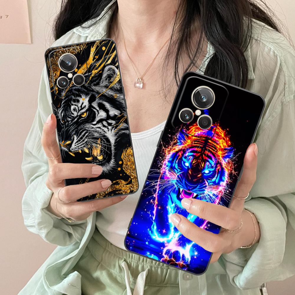 Tiger Neon Mobile Cell Phone Case for Realme GT 8 Neo Pro C75 73 71 C67 65 C55 53 C35 31 C20 15 Colorful Printing Cover Cover
