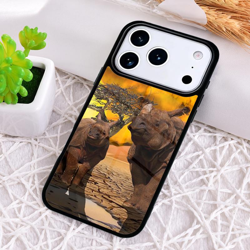 Animal Rhino Phone Case for iPhone 17 Air 16 15 11 12 14 13 Pro Max Shockproof Cover