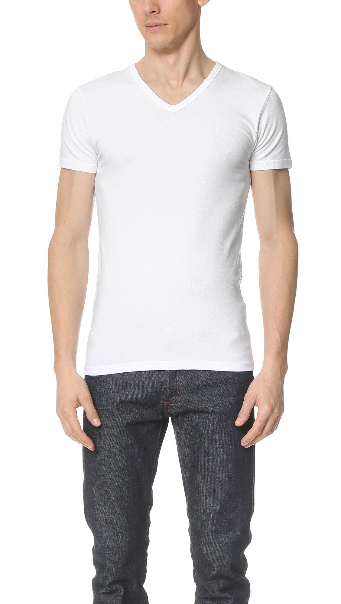 

Emporio Armani Men s Cotton Stretch V-Neck T-Shirt, US Size: Medium, Color: White