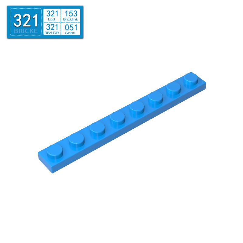 BRICKE Brick Guest 1x8 Plate, Compatible with Lego 3460, Loose Parts Building Blocks, Small Particles.