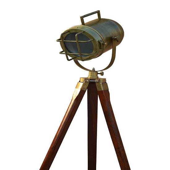 Nautical Handgjord Golvlampa LED Antik Fixed Spot Search Light 101,6 cm