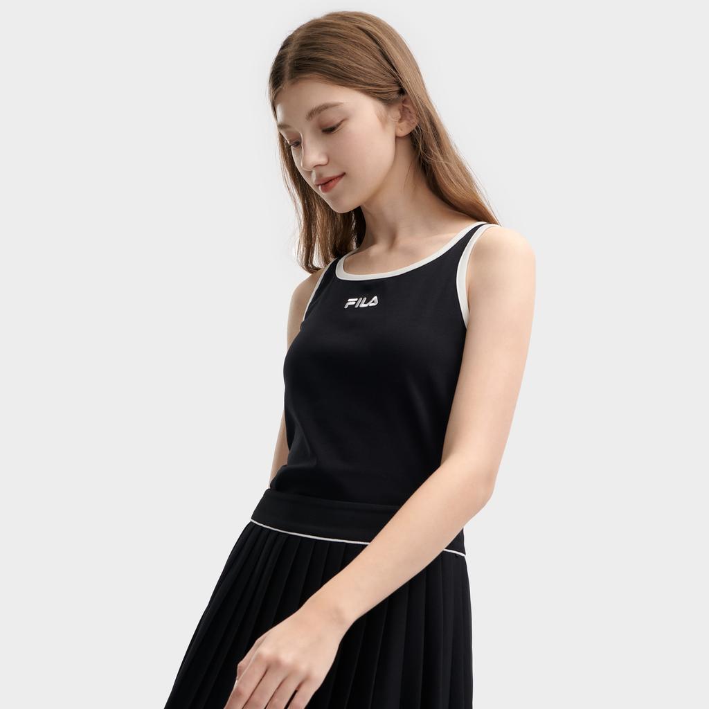 Fila Original Series Letter Round Neck Sleeveless Pullover Vest Women Tops Black F11W429116FBK