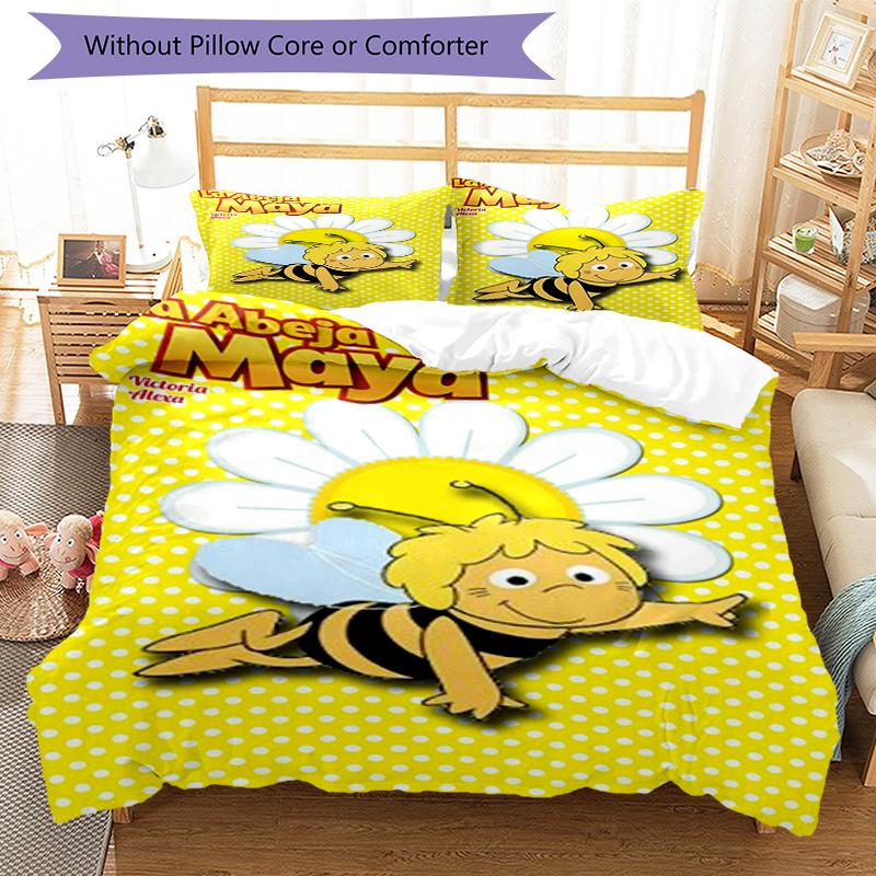 3pcs Maya the Bee Bedding Set Duvet Cover Closure Includes 1 Duvet Cover & 2 Pillowcases, Soft and Comfortable for All Seasons.