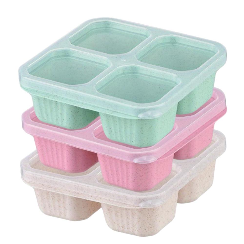 3pcs Bento Snack Boxes with Lid 4-Compartment Reusable No BPA Lunch Box Durable Meal Prep Containers for School Work Travel