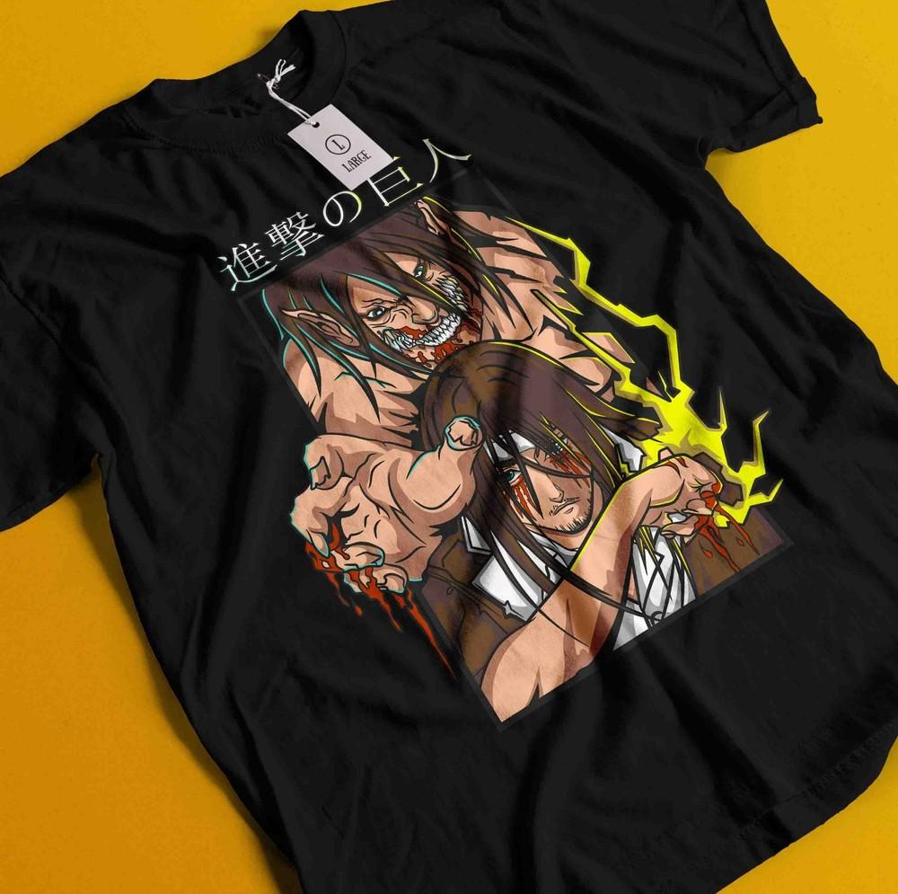 

Attack On Titan Shirt Eren Tshirt Mikasa AOT Levi Anime Manga Graphic Unisex Tee XL