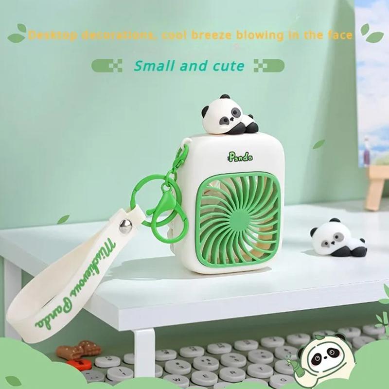Portable Keychain Fan For Travel Small Cooling Fans Rechargeable Cute Panda Travel Fan Handheld Fan Gift