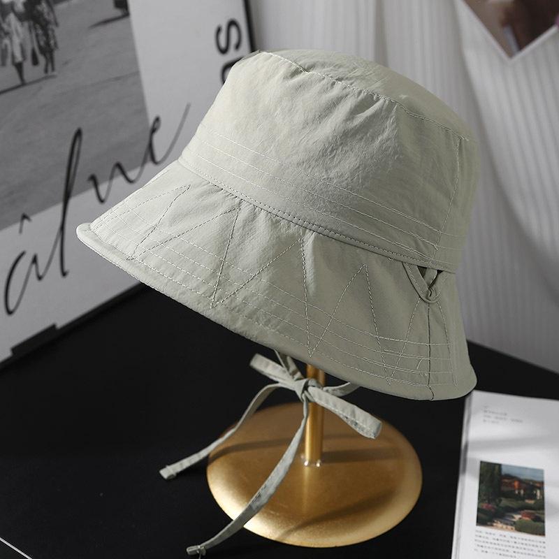 Simple Windproof Bow Fisherman's Hat Children's Summer Thin Foldable Hat Sun Hat Shows Small Face