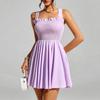 Suspender dress, European and American sexy fungus edge, open dress with halter bow A word