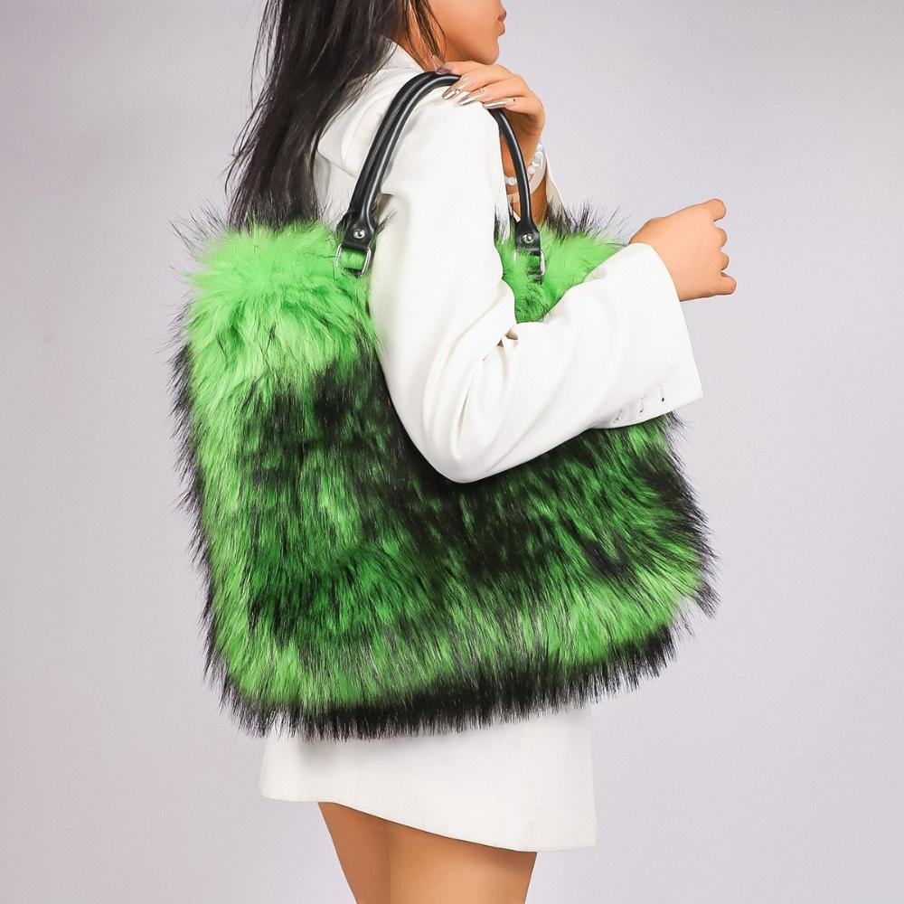 Popular Imitation Fur Plush Women's Handbags Soft Portable Ladies Tote Bag Light Luxury Niche Simple Versatile One Shoulder Bag for Mother's Day Gifts