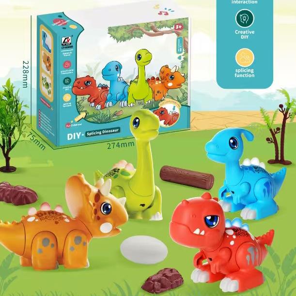 Magnetic Dinosaur Toy Set for Kids DIY Magnetic Mix or Match Dino Toys with Lights Sounds STEM Educational Toy Magnetic Blocks
