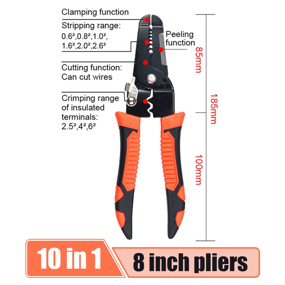 10 in 1 Abisolierzange Crimpzange Abisolierwerkzeug Multifunktionale Ringcrimpzange Elektriker Abisolierwerkzeug Netzwerkkabel Abisolierwerkzeug