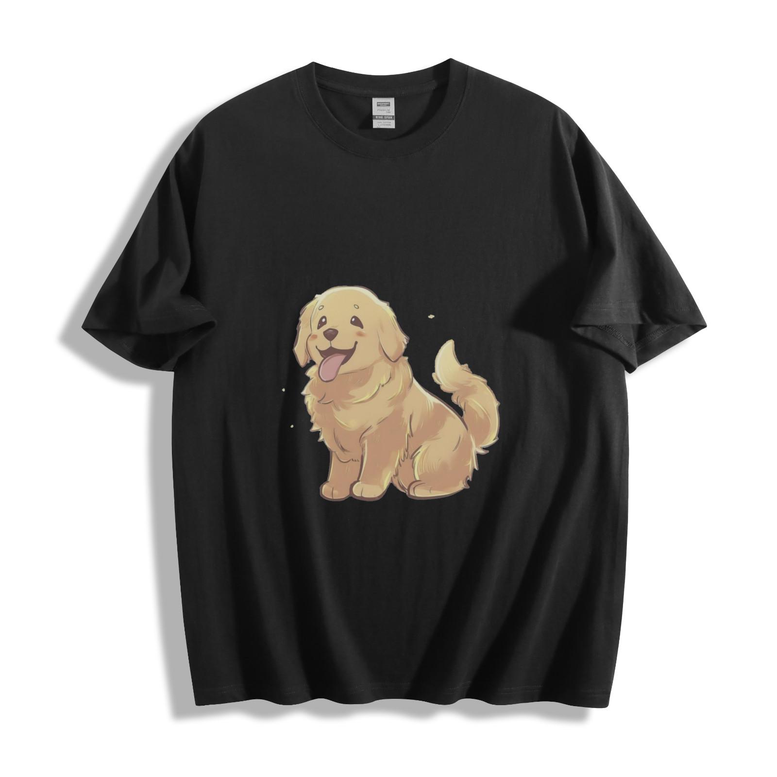 Golden Pup Joy T-Shirt Mens Womens Tees Top - Adorable Anime Dog Design Unisex Tee 4XL
