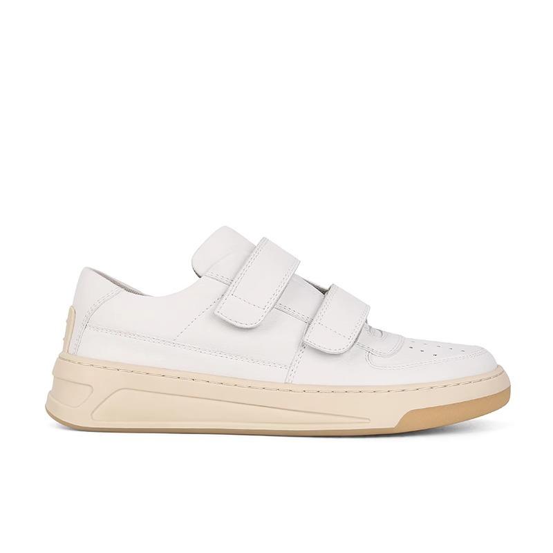 Velcro platform sports casual little white shoes women's 2025 spring and autumn new leather round head height increase and thin board shoes