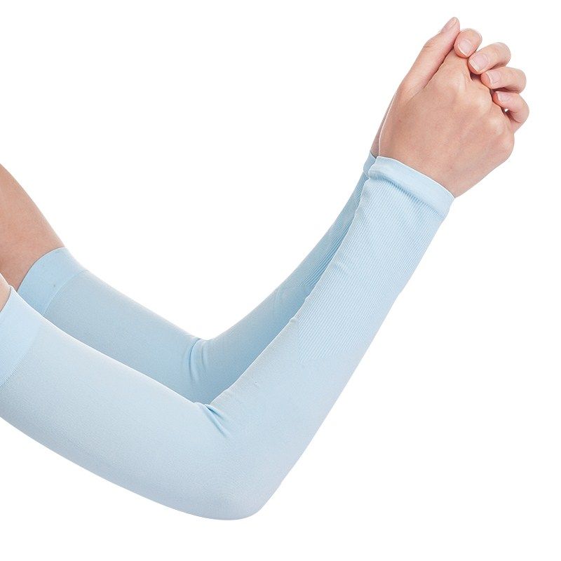 

Cooling Oversleeve Sun Protection Hand Sleeves Sleeve Lengthened Thin Ice Silk Arm Guard Arm Sleeves Flesh Color Summer Solid without Words Blue [Straight]] One size