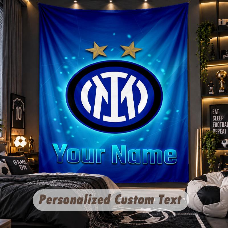 TapestryInter Milan Custom Name Text Personalized Wall Hanging Tapestry Home Wall Decor