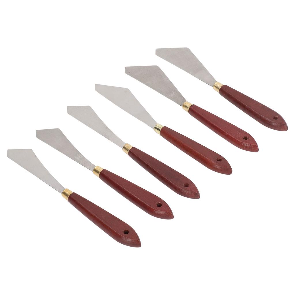 6Pcs Palette Knife Stainless Steel Blade Wooden Handle Widely Used Painting Knife Set for Painting Mixing