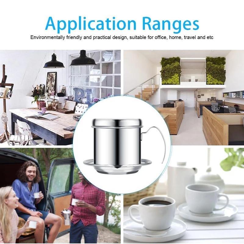 Vietnamese Coffee Drip Filter Stainless Steel Pour Over Coffee Dripper Portable Coffee Making Hand Pot Cup for Outdoor Camping