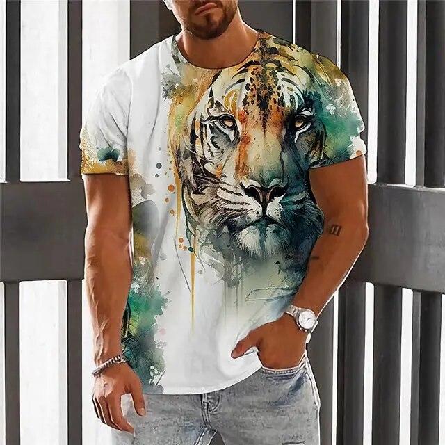 Animal Men's T-Shirt 3d Wolf Print Men's Tops Casual Short-Sleeved Simple T-Shirt Summer O-Neck T-Shirt Men's Oversized Clothing