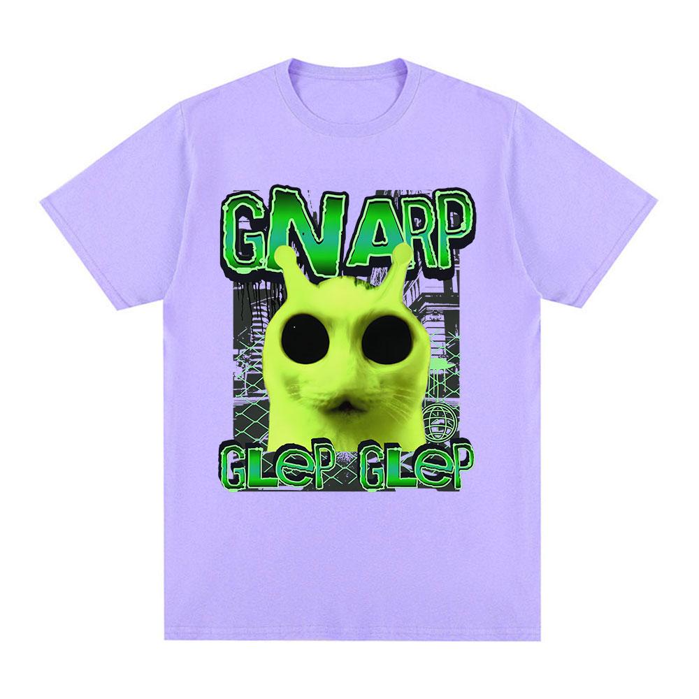 Gnarp Silly Alien Cat Meme Brainrot T Shirts Gen Z Stupid Funny Unisex Women Clothing Fashion Oversized Cotton T-Shirt Streetwear