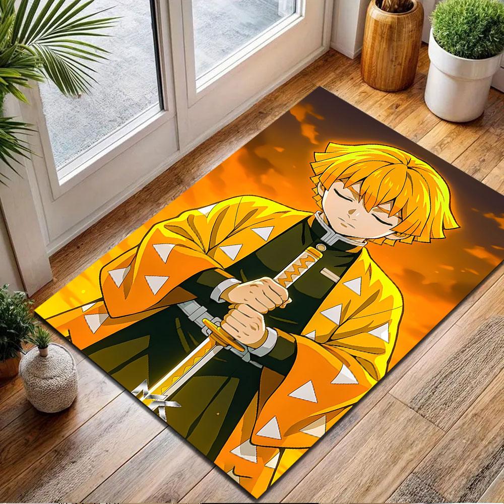 Yellow Haired Warrior with Sword Patterned carpet, non slip mat suitable for living room and bedroom sofas