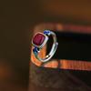 925 Sterling Silver Luxury Vintage Red Onyx Open Rings for Women Jewelry  Accessories Items Money 925