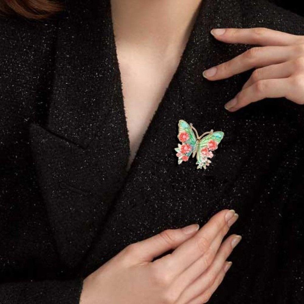 Rhinestone Big Flower Butterfly Brooches Jewelry Enamel Lapel Pin  Women's Clothes Pins Gifts