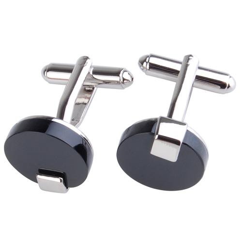 Pair Of Fashionable Men Round Shaped Cufflinks Office Meeting Events Anniversary Supplies Black