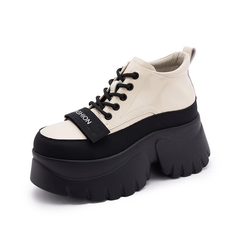 

Лоферы в британском стиле женские 2025 осень и зима новые универсальные туфли из маленькой кожи на небольшой толстой подошве с увеличением роста повседневные высокие туфли 39 бежевый