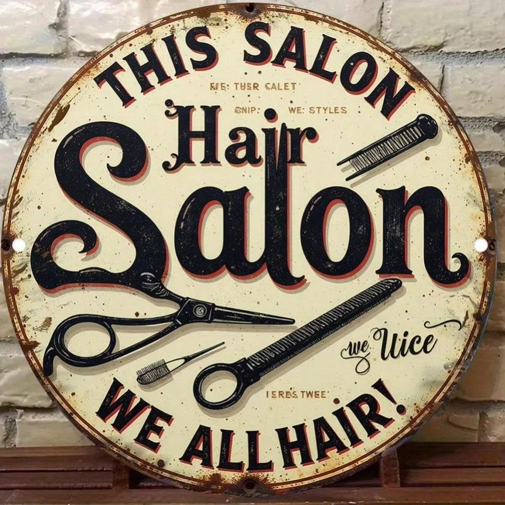 Retro Beauty Salon Metal Wall Sign 8x8 Inch Rustic Iron Art Decor For Home Office Bar Entryway