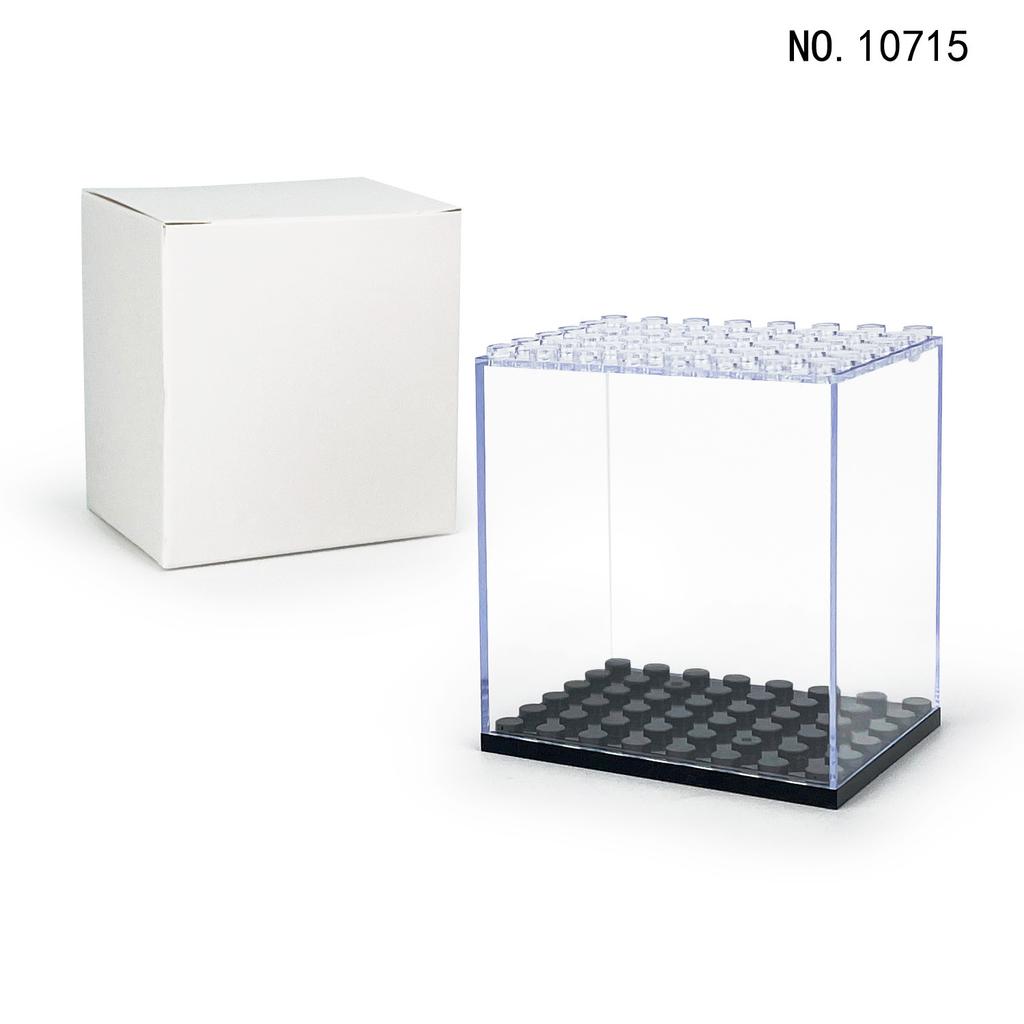 10715 Display Box Decorative Ornament Scene Transparent Cover Children Assemble Small Particle Building Block Toy