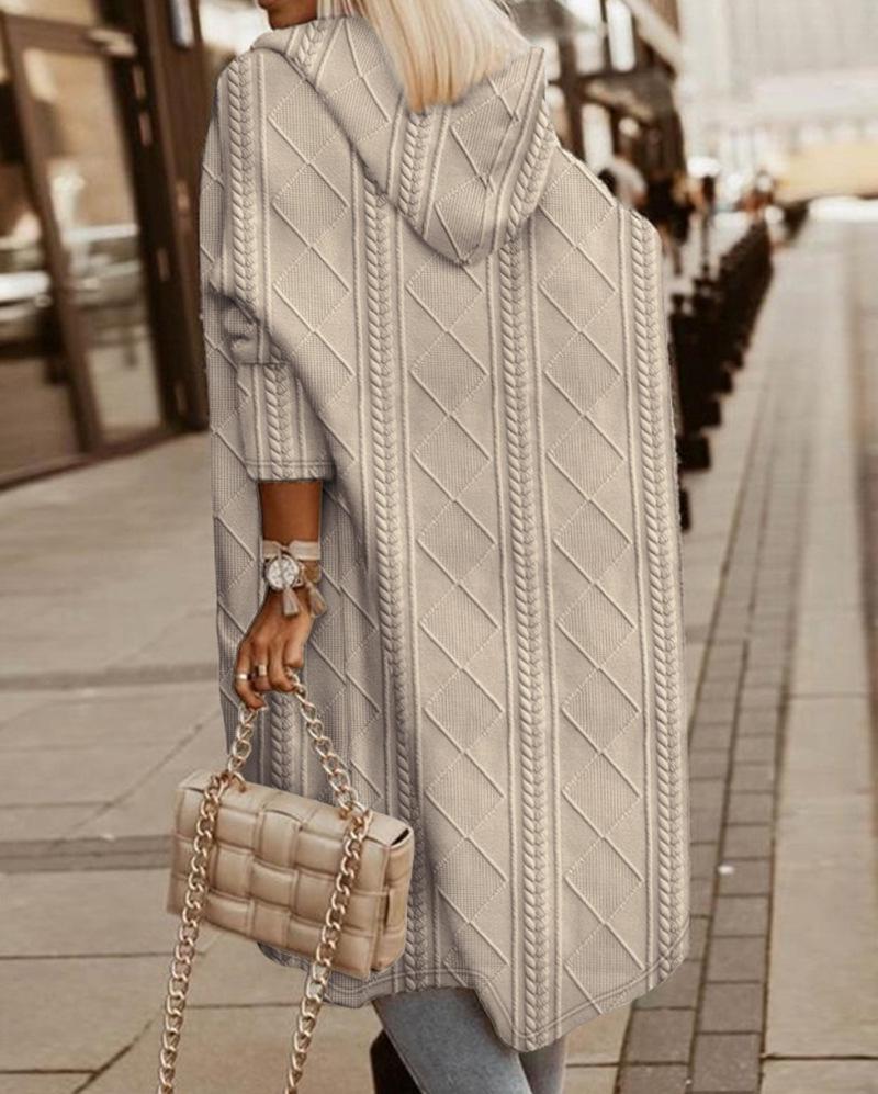 

Женский однотонный шерстяной кардиган с капюшоном Осень/Зима 2023 XXXL