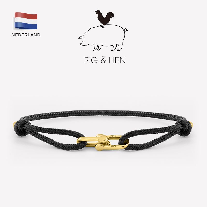 

Голландский браслет Pig and Hen, браслет-шнурок на запястье, мужской браслет, веревка для лодки, модный парный браслет, модный, дизайн для особых случаев Black Gold M 70.00 kg-95.00 kg