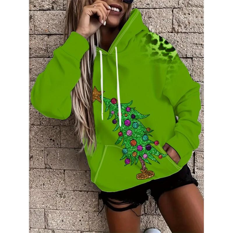 Womens Floral Print Hooded Sweatshirt Soft Comfortable Casual Pullover Daily Wear