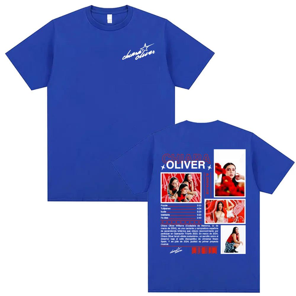 Cantante Chiara Oliver Puzzle Álbum 2026 Tour Camisetas Hombres Mujeres Ropa Moda Verano Camiseta Casual Cuello Redondo Camiseta de Algodón