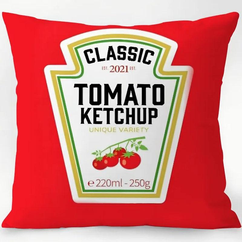 Fun Tomato Sauce Label Printed Pillow Cover Humorous Living Room Sofa Bedroom Home Decor Pillowcase Daily Home Decor