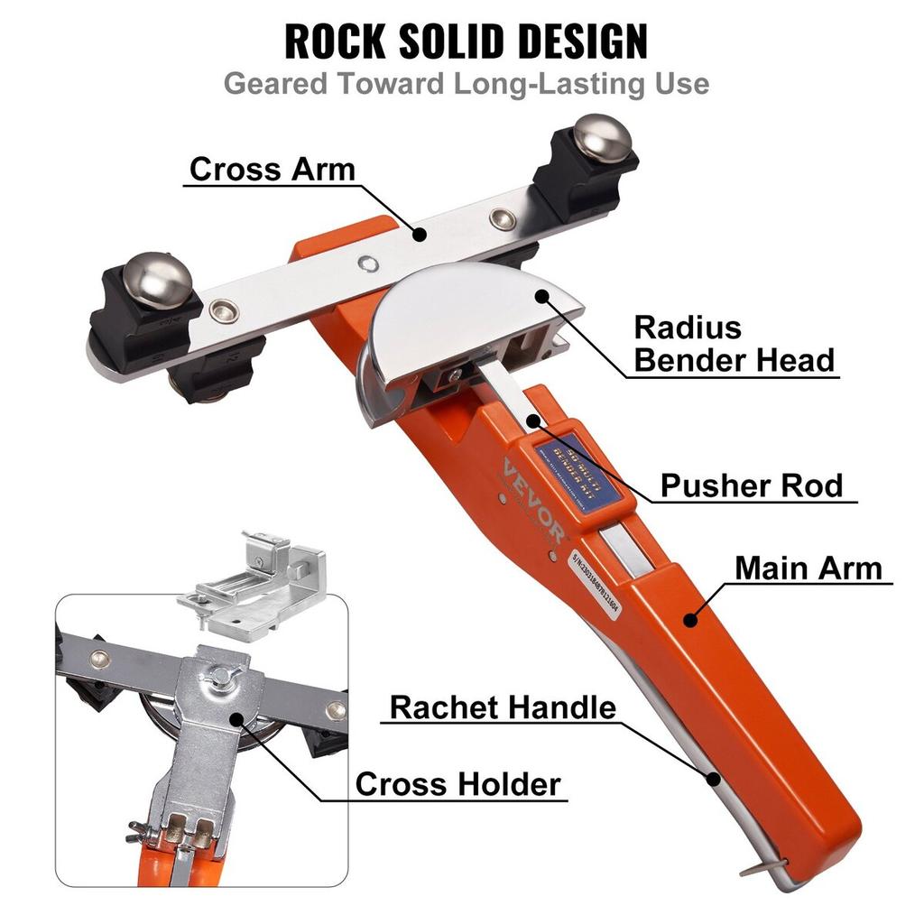 Pipe Tube Bender, 1/4"-7/8" Ratcheting Tubing Benders, 90° Forward/Reverse Pipes Bending Tools with 7 Dies for HVAC Air Conditioning Refrigerator