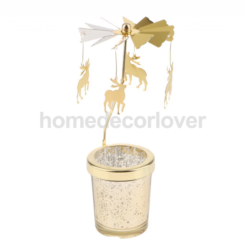 Carrousel Tealight Rotating Candle Holders Romantic Golden Night Light Creative Gifts Holiday Decorative Lamp