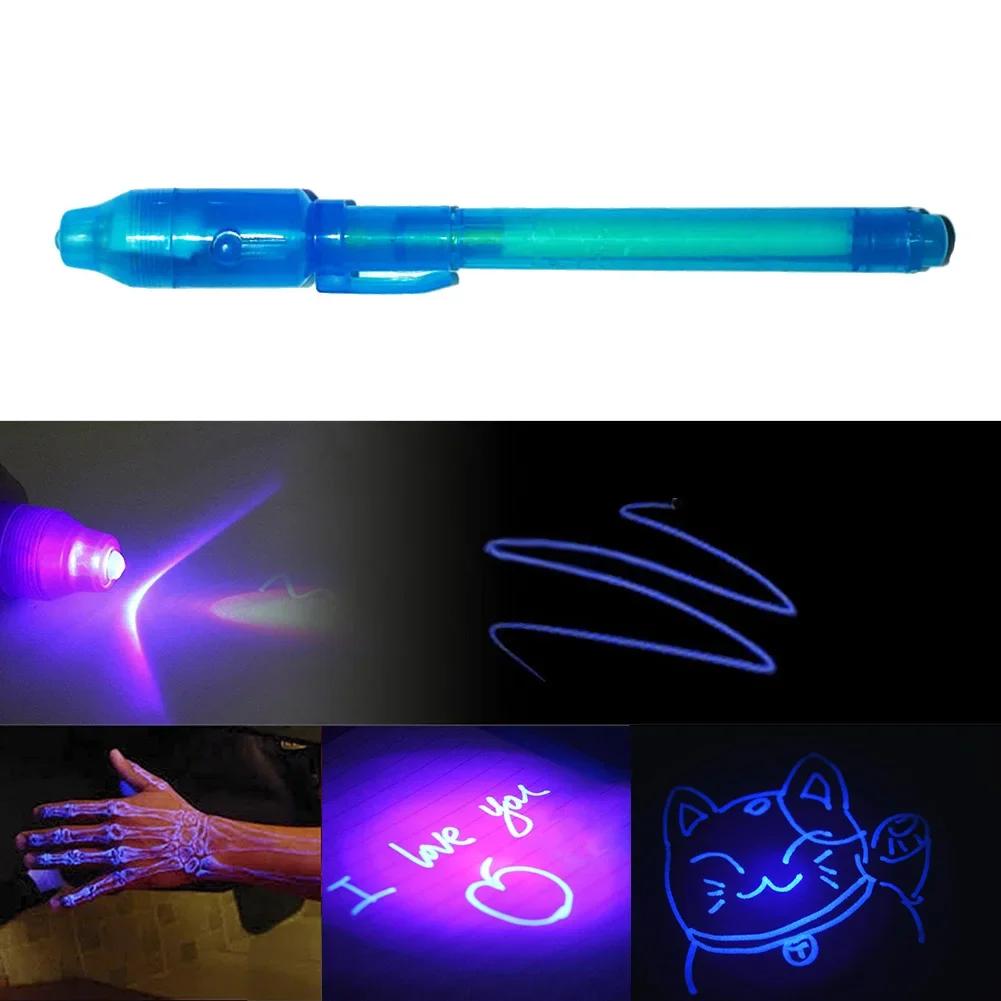 10-1PC Invisible Ink Pen Luminous Light Pen Secret Message Magic UV Light Pen Learning Education Toys for Students Party Favors