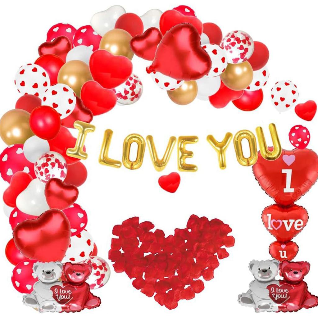 Valentine's Day Arch Balloons Decor Easy Installation Long Lasting Roses Red Balloons Set Wedding Hall Decor Wedding Party