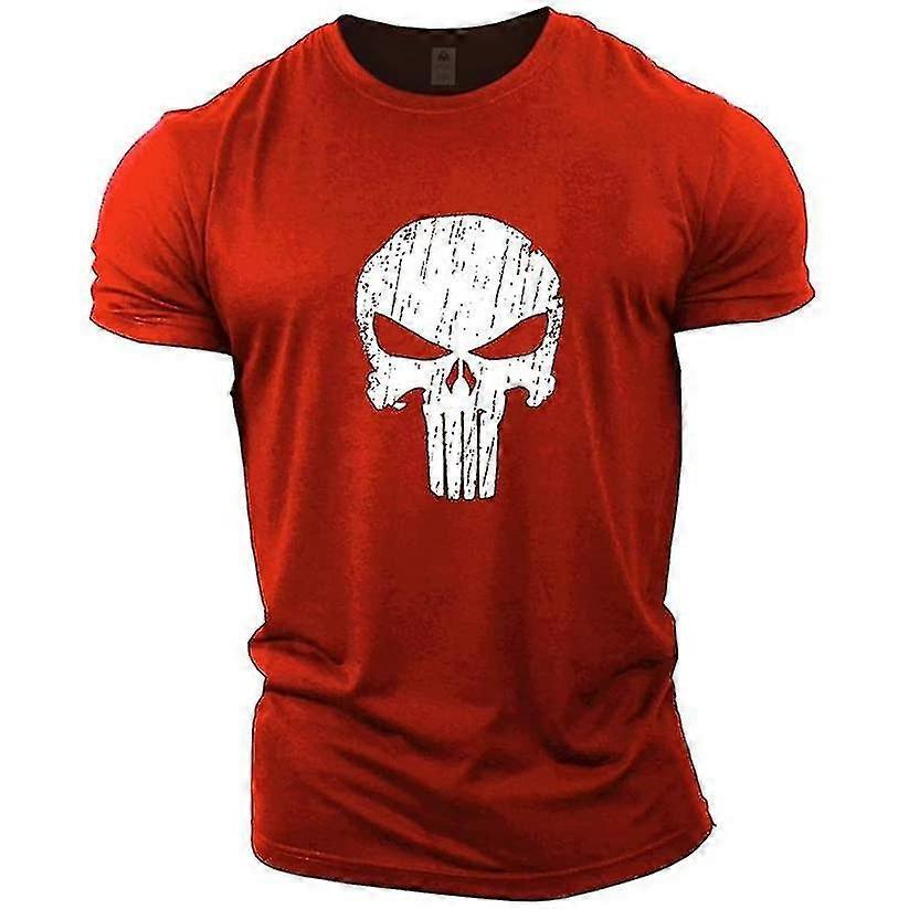 Punisher Skull Bodybuilding Top-L-Red