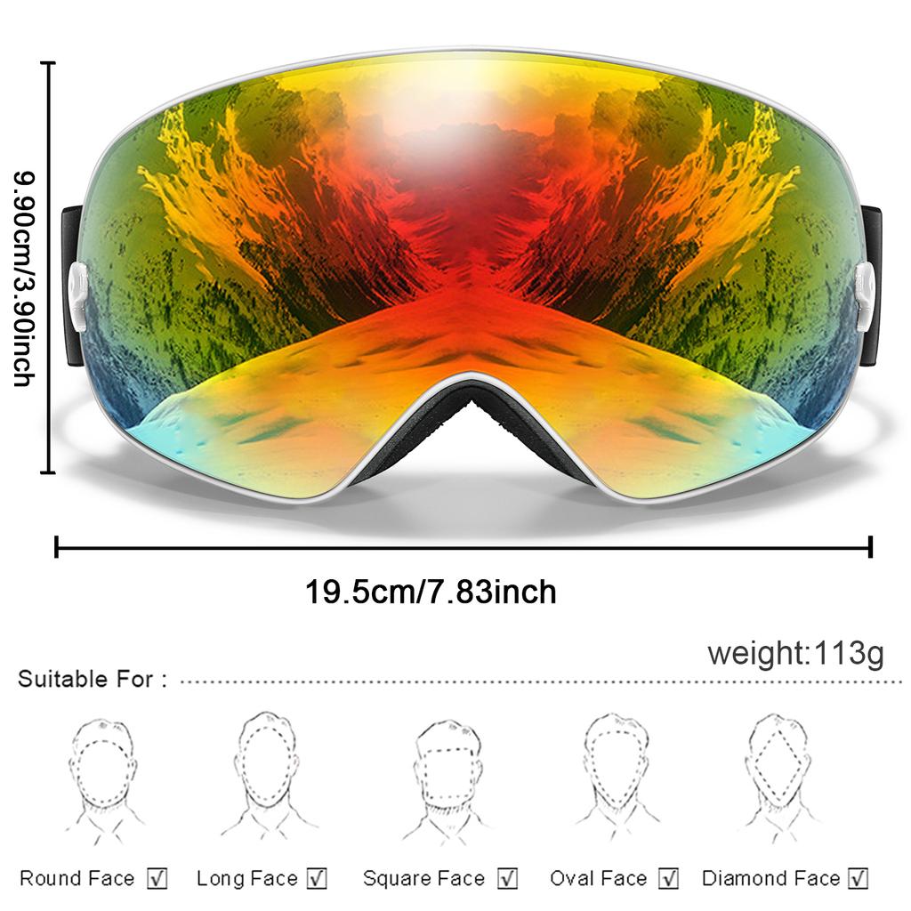 SKI Goggles Anti-Fog Snowboard UV400 Outdoor Sports Snowmobile Ski Mask Men Women Glasses with Replacement Lens Free Gifts