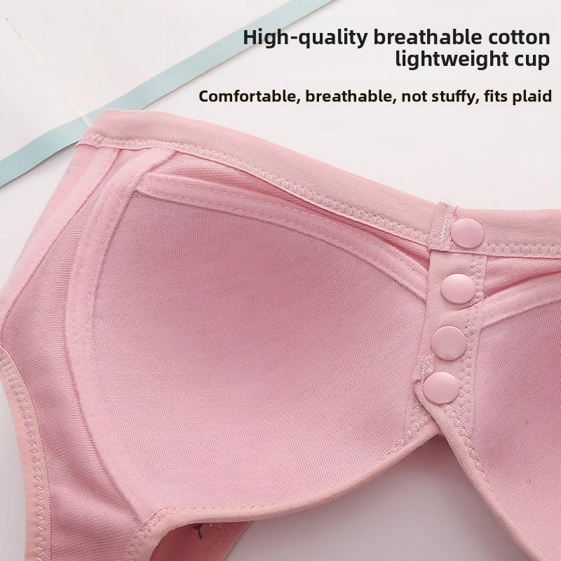 Plus Size Cotton Lace Bra for Mature Women Soft Thin Cup Front Closure Wireless Tank Top Bra Comfortable Full Coverage Supportive Underwear