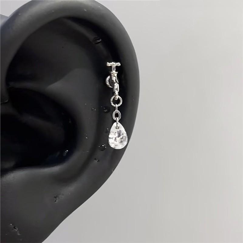 1 Pcs Pink Love Heart Wings Star Pendant Ear Bone Nail 316L Stainless Steel Piercing Earring Punk Jewelry Women Accessories